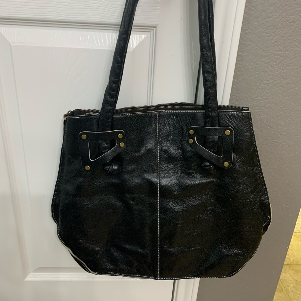 Black Leather Hobo Tote - image 3